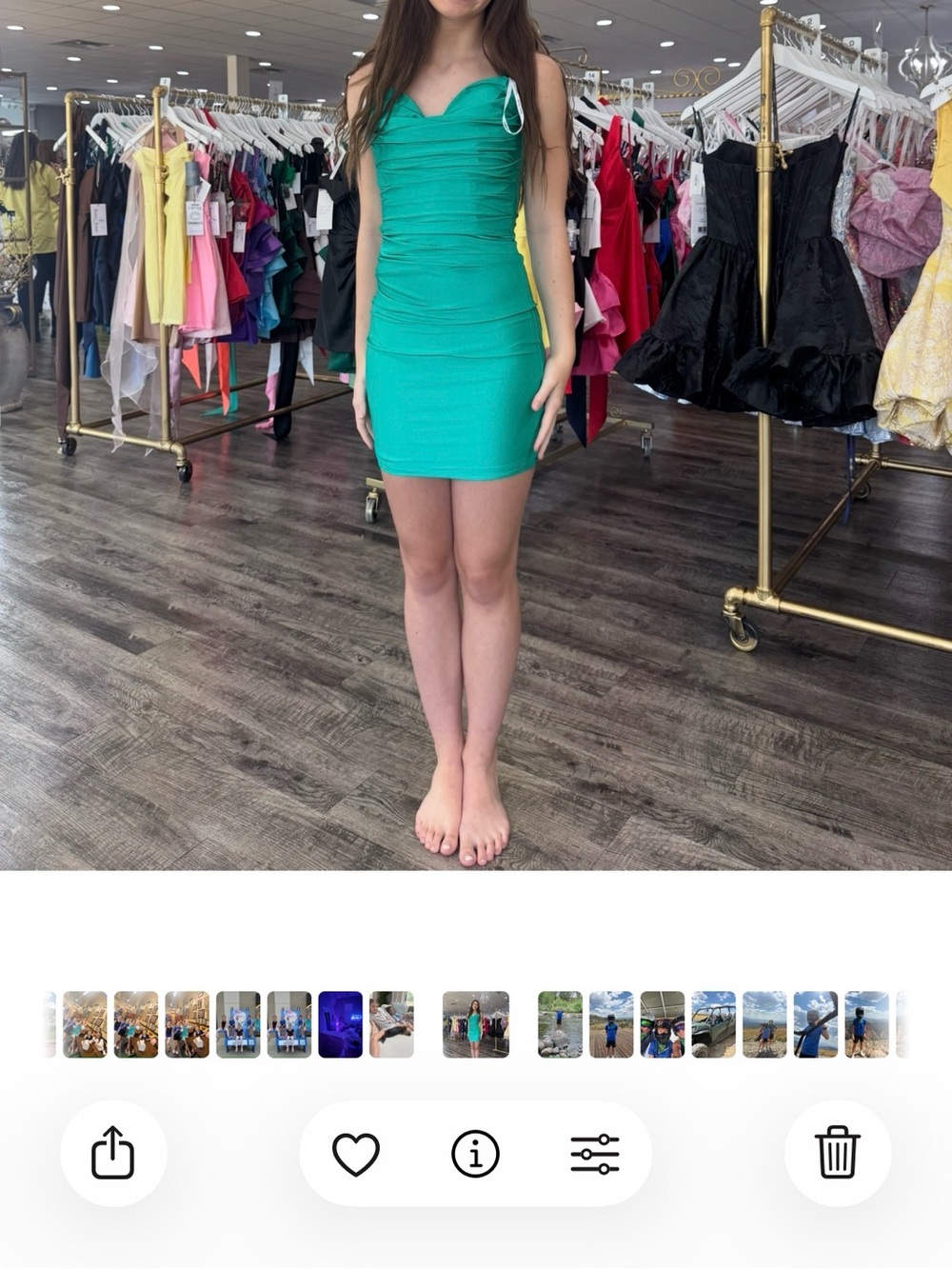 Ruched Teal homecoming dress purchased from glitz and gowns.